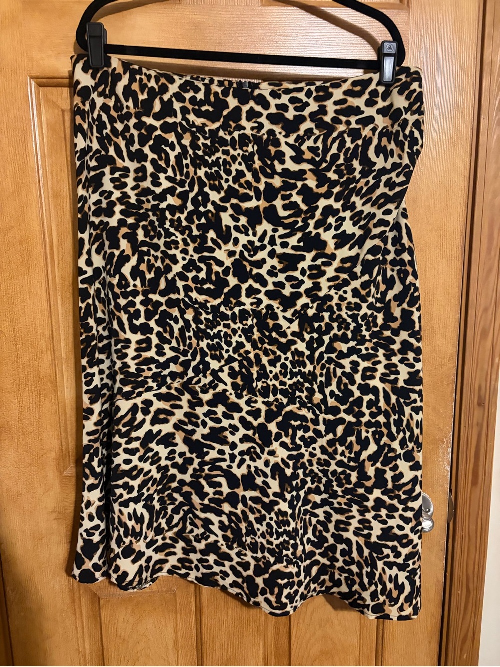 Eloquii Leopard-Print Midi Skirt in Black and Tan